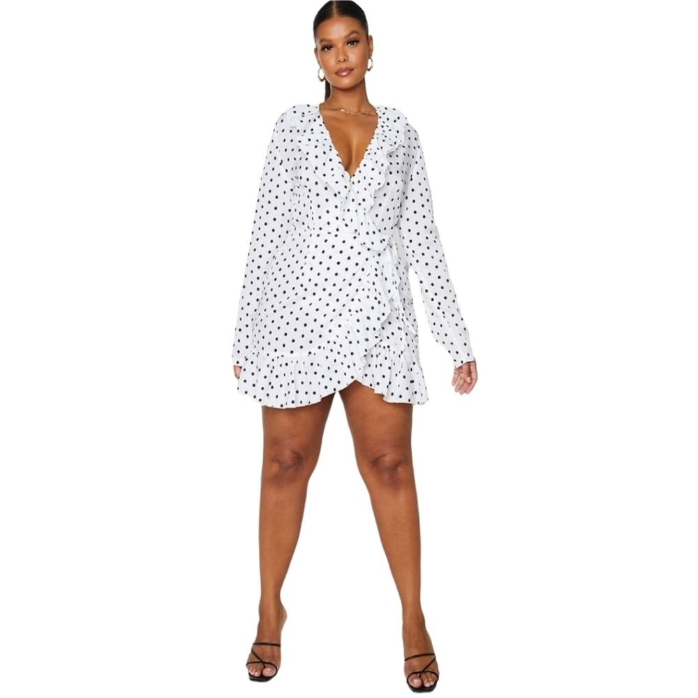 Plus Polka Dot Wrap Dress